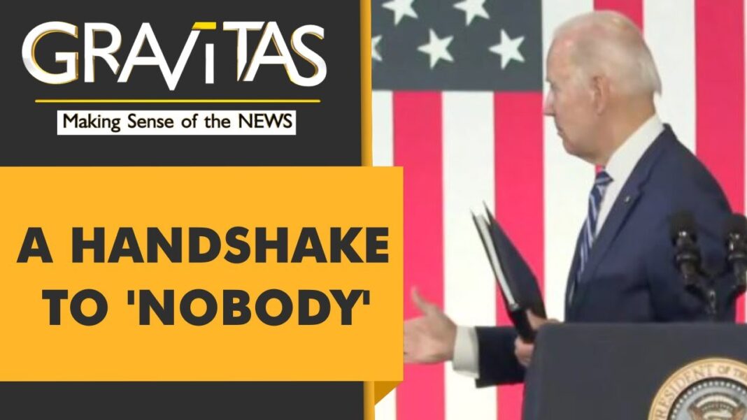 Biden Transforms U.S. by Causing Apocalypse He Predicts Gravitas: Biden trolled for 'shaking hands' with thin air