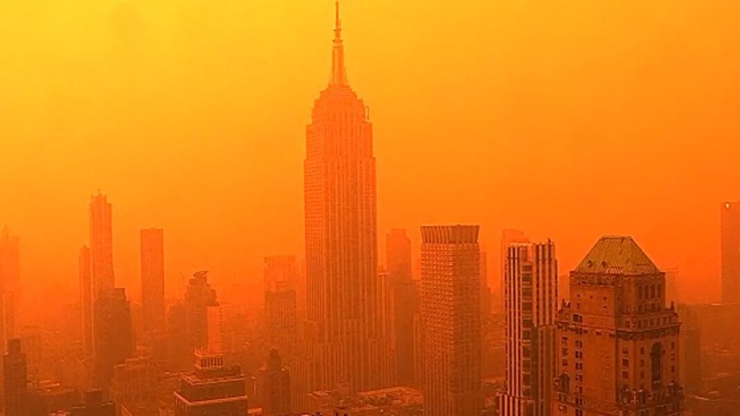 Reading the Smoke Signals New york city skyline turns orange due to canada wildfires