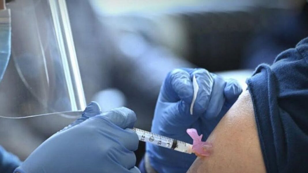UCI medical staff receives a COVID-19 vaccination in Orange, Calif., on Dec. 16, 2020.