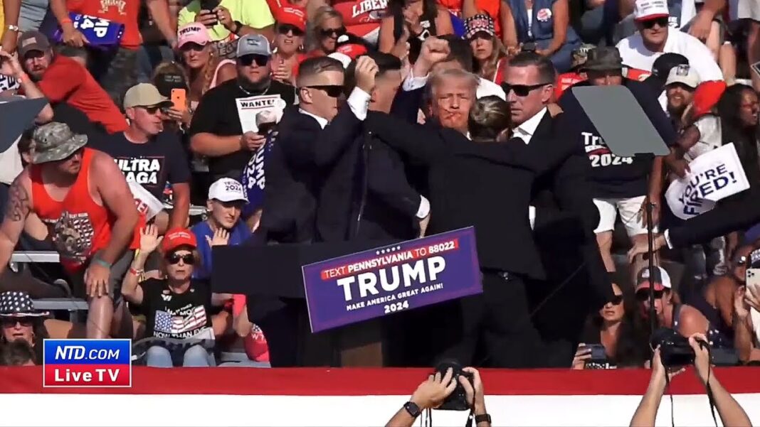 Former President Trump and the United States Trump's Ear Grazed By Bullet During Shooting at Trump Rally