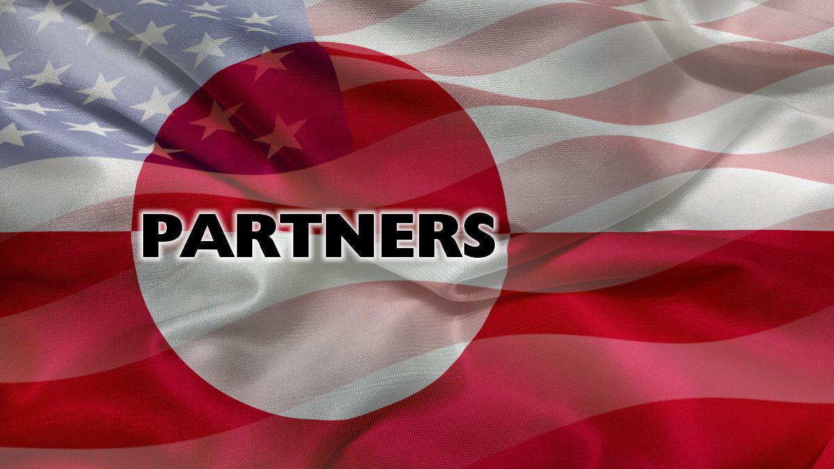 Don’t Buy Greenland – Support Independence and a Strategic Partnership American Flag and Greenland Flag Partners Montage