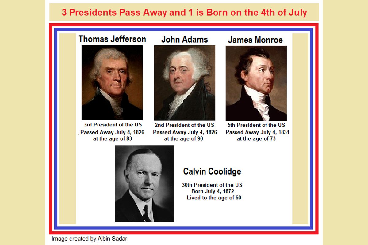 Three U.S. Presidents passed away and one was born on the 4th of July