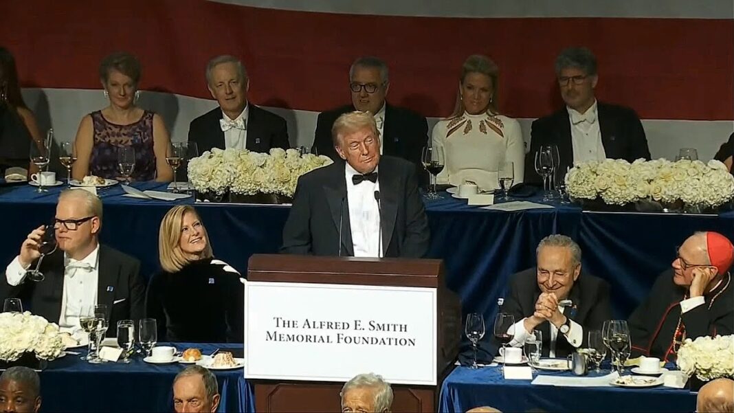 Timed delivery Trump's Hilarious Remark About Schumer at Al Smith Dinner