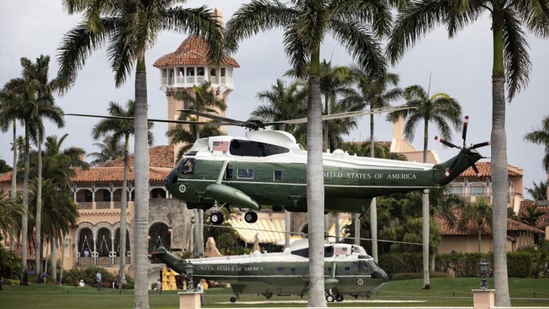 If Republicans Fumble Mar-a-Lago, It’s Intentional President Donald J. Trump aboard Marine One lands back at Mar-a-Lago