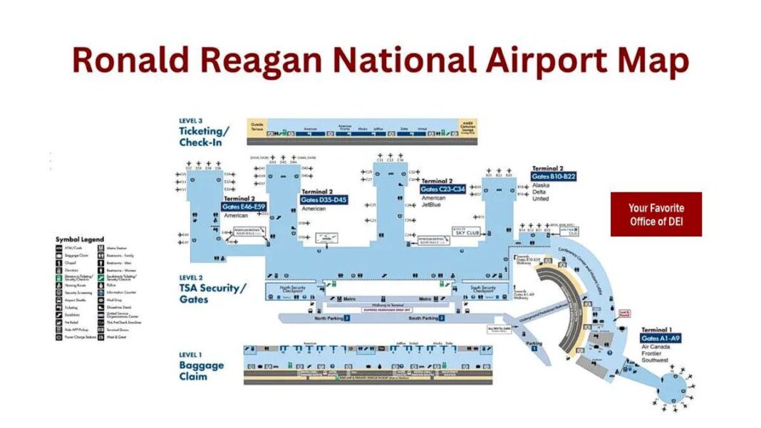 Ronald Reagan National Airport Map - DEI Satire