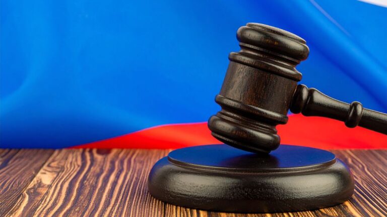 Russian Flag Behind Judges Gavel