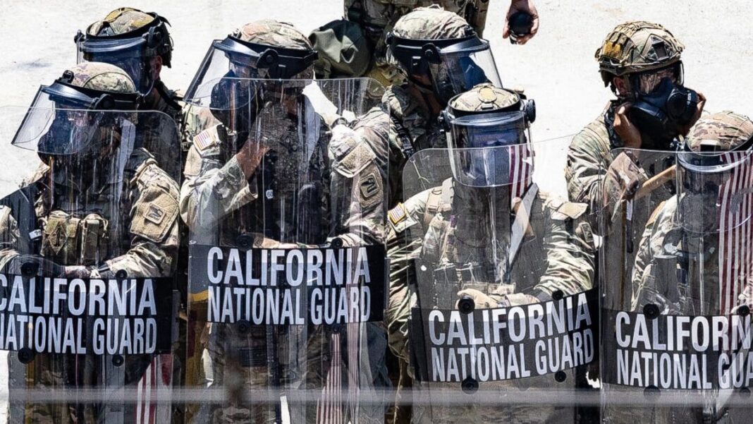 California National Guardsmen in Los Angeles on June 8, 2025