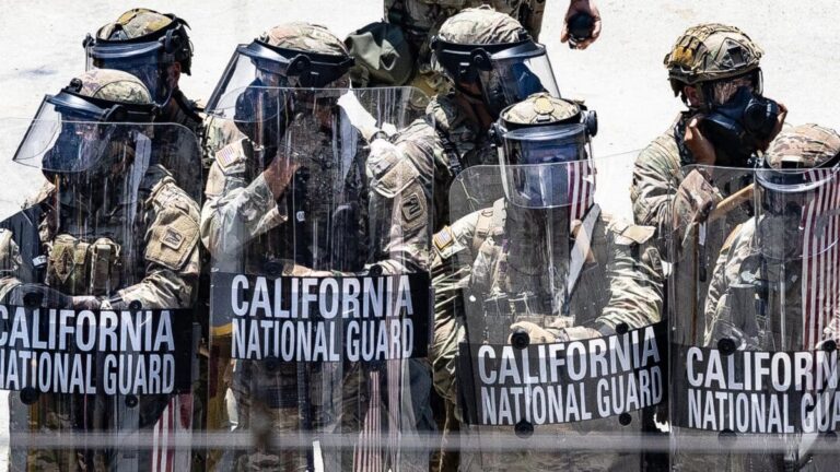 California National Guardsmen in Los Angeles on June 8, 2025