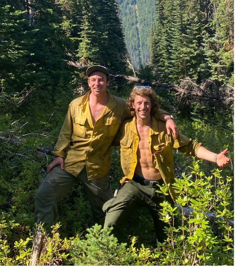 Conor Hogan and Sam Forstag on a wildfire near Canadian border