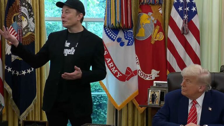 Elon Musk and President Trump during Press Conference on May, 30, 2025