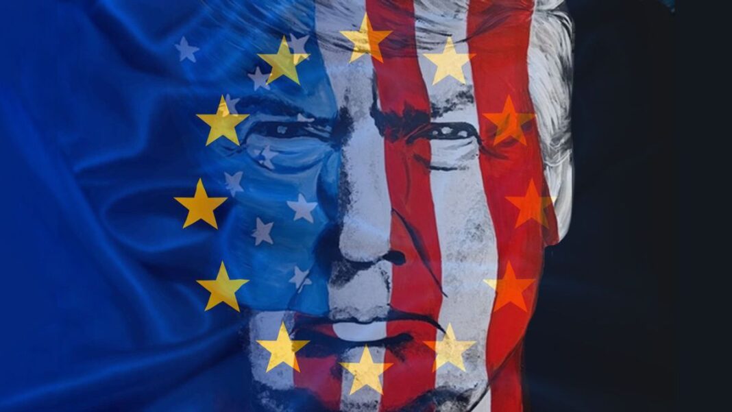 Wake-Up Call for Trump: Europeans Attempt to Undermine U.S. Efforts to Prevent Erasure of Europe Trump and the European Union Montage